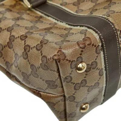 Pre-owned Gucci Gg Crystal Beige Brown Pvc Leather Tote Bag ()