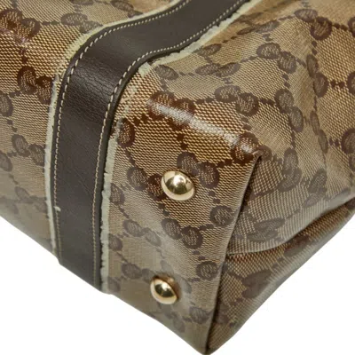 Pre-owned Gucci Gg Crystal Beige Brown Pvc Leather Tote Bag ()