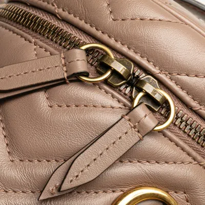 Pre-owned Gucci Gg Marmont Beige Quilting Backpack () In Sand