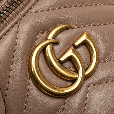 Pre-owned Gucci Gg Marmont Beige Quilting Backpack () In Sand