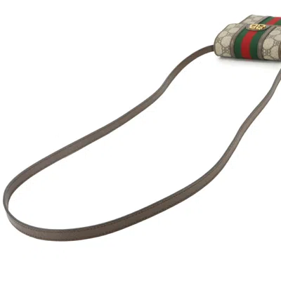 Pre-owned Gucci Gg Marmont Beige Brown Pvc Leather Pouch Shoulder Bag () In Multi