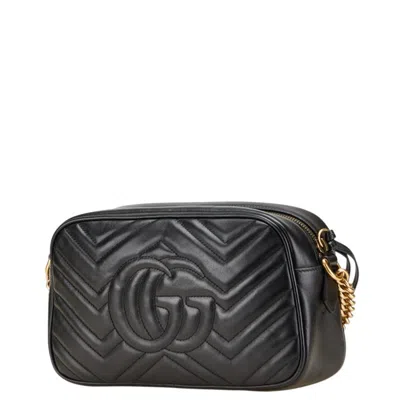 Pre-owned Gucci Gg Marmont Black Leather Shoulder Bag ()