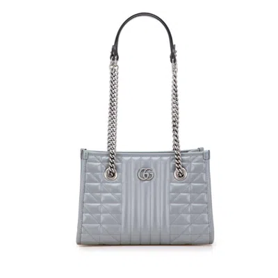 Pre-owned Gucci Gg Marmont Gray Leather Shoulder Bag Tote Bag ()