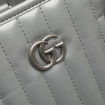 Pre-owned Gucci Gg Marmont Gray Leather Shoulder Bag Tote Bag ()