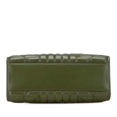 Pre-owned Gucci Gg Marmont Green Khaki Leather Shoulder Bag Tote Bag () In Multi