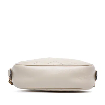Pre-owned Gucci Gg Marmont Ivory Leather Shoulder Bag () In White