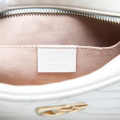 Pre-owned Gucci Gg Marmont Ivory Leather Shoulder Bag () In White