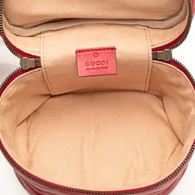 Pre-owned Gucci Gg Marmont Red Color Leather Backpack ()