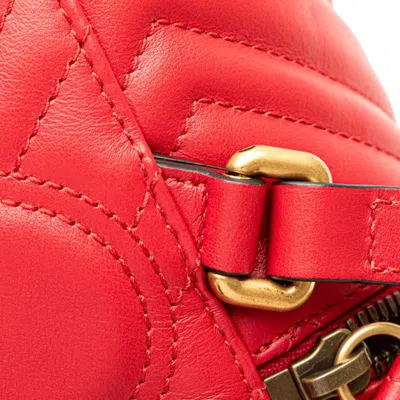 Pre-owned Gucci Gg Marmont Red Color Leather Backpack ()