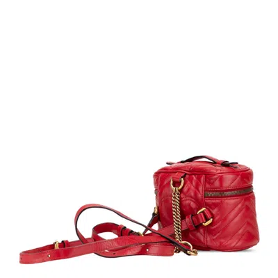 Pre-owned Gucci Gg Marmont Red Color Leather Backpack ()