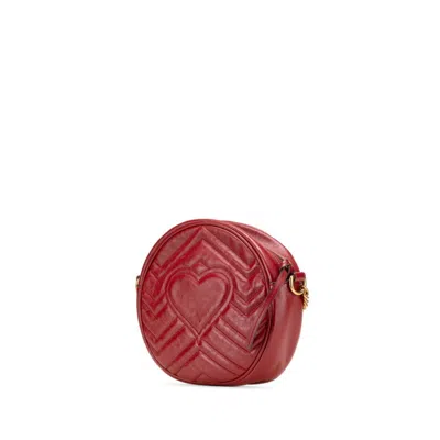 Pre-owned Gucci Gg Marmont Red Color Leather Shoulder Bag ()