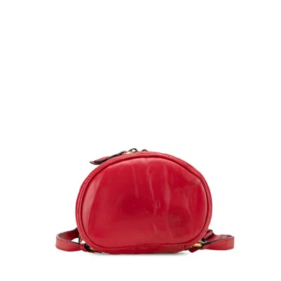 Pre-owned Gucci Gg Marmont Red Color Leather Backpack ()