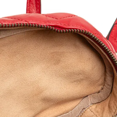 Pre-owned Gucci Gg Marmont Red Color Leather Backpack ()