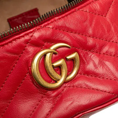 Pre-owned Gucci Gg Marmont Red Color Leather Backpack ()