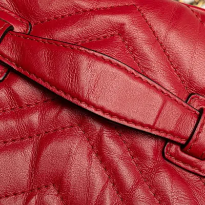 Pre-owned Gucci Gg Marmont Red Color Leather Backpack ()
