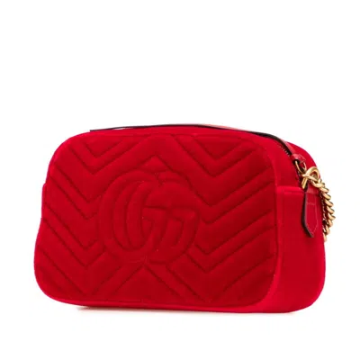 Pre-owned Gucci Gg Marmont Red Color Leather Shoulder Bag ()