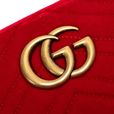 Pre-owned Gucci Gg Marmont Red Color Leather Shoulder Bag ()