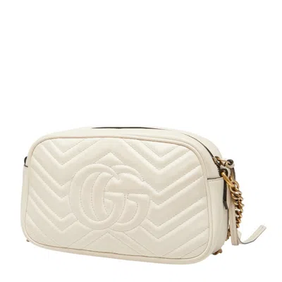 Pre-owned Gucci Gg Marmont White Leather Shoulder Bag ()