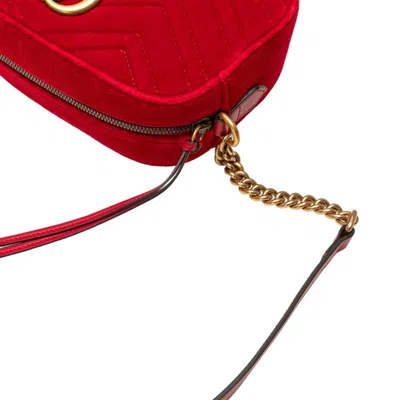 Pre-owned Gucci Gg Marmont Red Color Leather Shoulder Bag ()