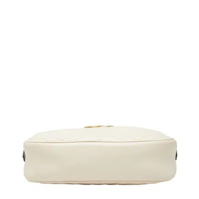 Pre-owned Gucci Gg Marmont White Leather Shoulder Bag ()