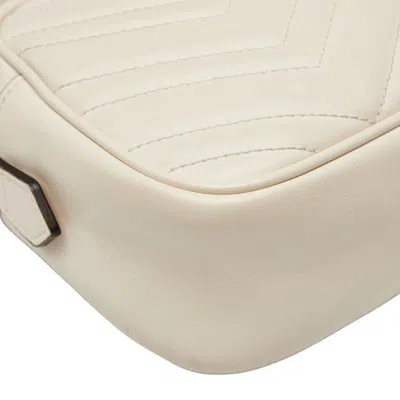 Pre-owned Gucci Gg Marmont White Leather Shoulder Bag ()