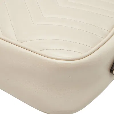 Pre-owned Gucci Gg Marmont White Leather Shoulder Bag ()