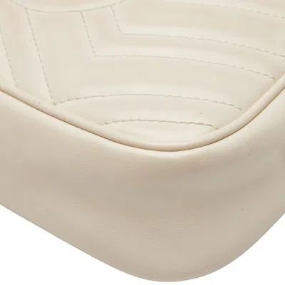 Pre-owned Gucci Gg Marmont White Leather Shoulder Bag ()