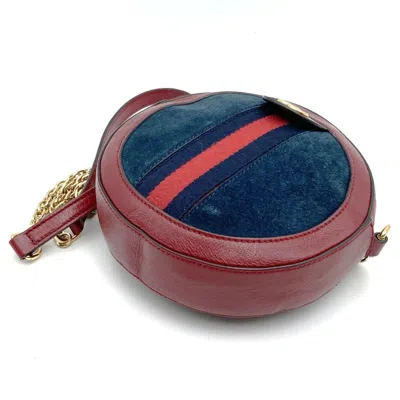 Pre-owned Gucci Gg Marmont Navy Red Color Suede Leather Shoulder Bag ()