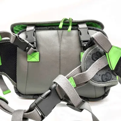 Pre-owned Gucci Gray Green Red Color Nylon Backpack Fanny Pack ()
