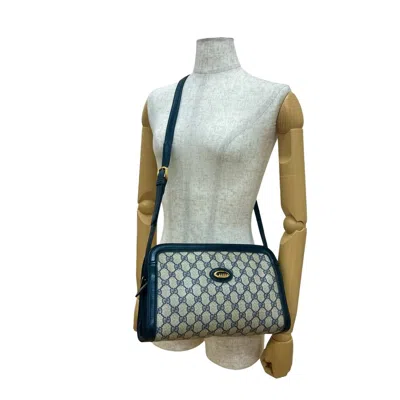 Pre-owned Gucci Navy Leather Pvc Pochette Shoulder Bag () In Blue