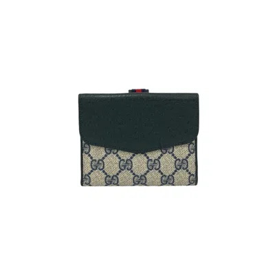Pre-owned Gucci Navy Leather Pvc Wallet (bi-fold) () In Blue