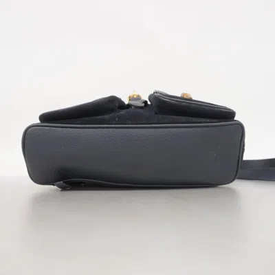 Pre-owned Gucci Navy Suede Backpack () In Blue