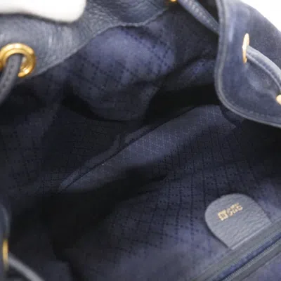 Pre-owned Gucci Navy Suede Backpack () In Blue