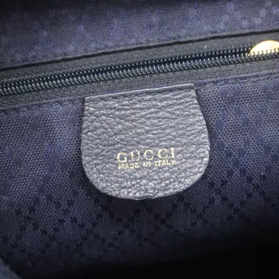 Pre-owned Gucci Navy Suede Backpack () In Blue