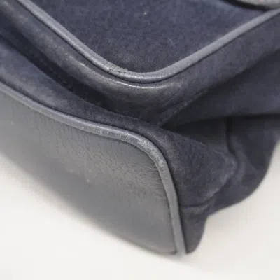 Pre-owned Gucci Navy Suede Backpack () In Blue