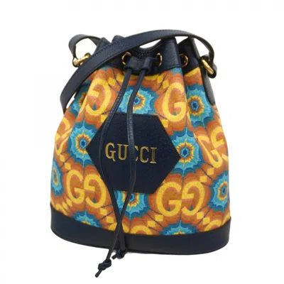 Pre-owned Gucci Navy Yellow Pvc Shoulder Bag ()