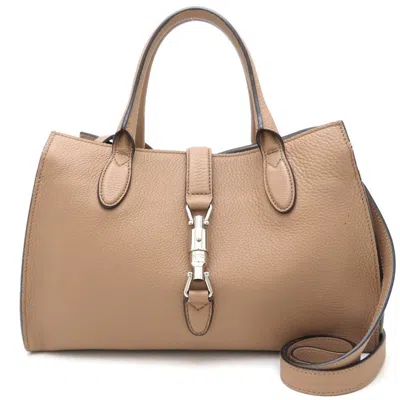 Pre-owned Gucci New Jackie Beige Leather Tote Bag () In Sand