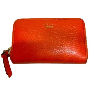 Pre-owned Gucci Orange Red Color Leather Coin Purse/coin Case () In Multi