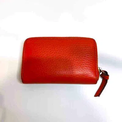 Pre-owned Gucci Orange Red Color Leather Coin Purse/coin Case () In Multi