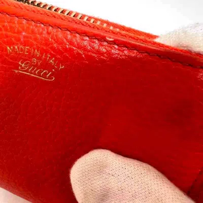 Pre-owned Gucci Orange Red Color Leather Coin Purse/coin Case () In Multi