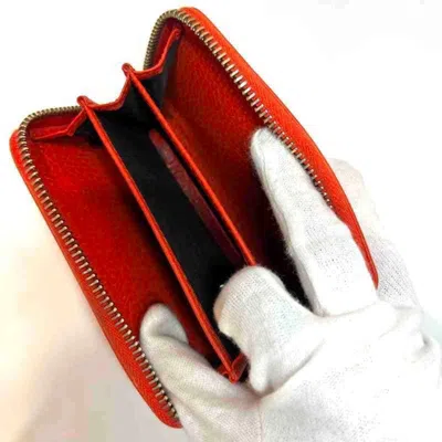 Pre-owned Gucci Orange Red Color Leather Coin Purse/coin Case () In Multi