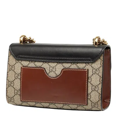 Pre-owned Gucci Padlock Beige Black Pvc Leather Shoulder Bag () In Multi