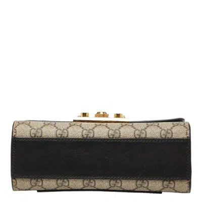 Pre-owned Gucci Padlock Beige Black Pvc Leather Shoulder Bag () In Multi