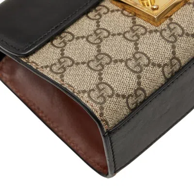 Pre-owned Gucci Padlock Beige Black Pvc Leather Shoulder Bag () In Multi