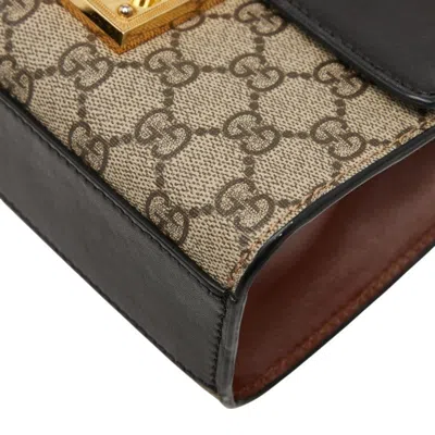 Pre-owned Gucci Padlock Beige Black Pvc Leather Shoulder Bag () In Multi