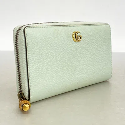 Pre-owned Gucci Pale Green Leather Long Wallet (bi-fold) ()