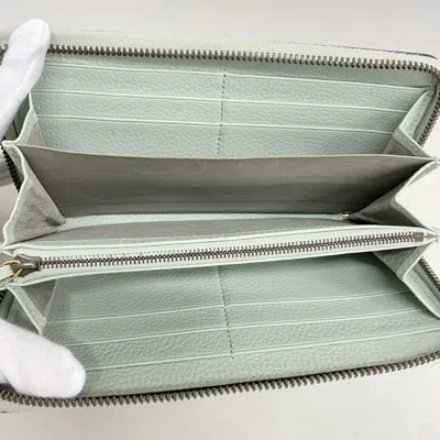 Pre-owned Gucci Pale Green Leather Long Wallet (bi-fold) ()