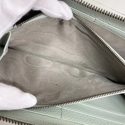Pre-owned Gucci Pale Green Leather Long Wallet (bi-fold) ()