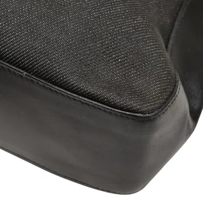 Pre-owned Gucci Sherry Line Black Denim Leather Handbag Tote Bag ()