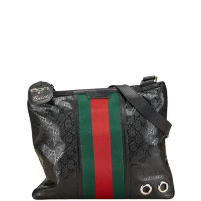 Pre-owned Gucci Sherry Line Black Pvc Leather Shoulder Bag ()